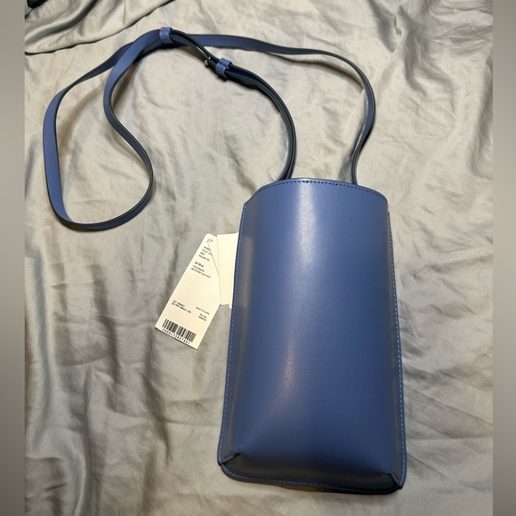 NWT Uniqlo - Blue Faux Leather Mini Pochette - Phone and Card Bag - Picture 2 of 7